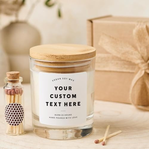 Pomchick - Personalised Candle Gift – Custom Text Soy Wax Candle Keepsake with Your Message –Unique Birthday, Wedding, Anniversary or Thank You Present