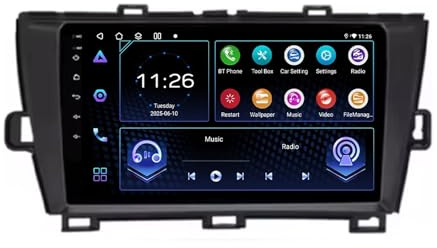 Système de Navigation Android 15 pour Toyota Prius 3 XW30 (2009-2015) avec CarPlay, Android Auto, GPS intégré, Bluetooth, WiFi, caméra de recul, Commandes au Volant, système Audio (A1 2+32)