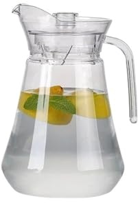 Jarra de agua 1 jarra de agua de plástico de 33/50/67 oz, tetera for jugo, leche, bebidas frías/calientes, jarra for oficina y hogar Olla de vidrio(Medio)