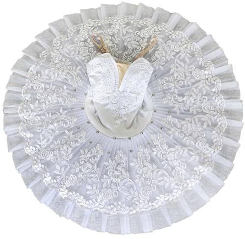 Zghhc Professionelles Ballett- Für Erwachsene, Damen-ballettkleid, Schwanensee-tanzkostüm, kostüm, Weißes Pailletten-bühnenkleid,