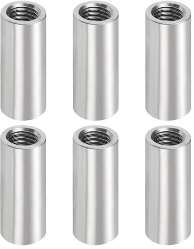 HhBdy 6 Stück M8×30mm Runde Gewindemuffen, Verbindungsmuttern Edelstahl 304 Einschraubmutter M8 Verlängerte Ausführung, Distanzmuffen für Möbelmontage Maschinenbau Bauwesen und Heimwerken