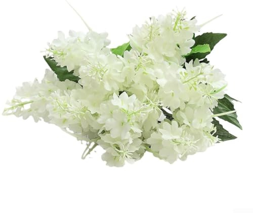 Vid artificial de larga duración con flores de estilo jacinto para decoración reutilizable en múltiples entornos (blanco)