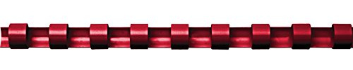 Fellowes 5347204 Binderücken für Plastikbindung, 16 mm Durchmesser, 21 Ringe, für A4 Dokumente, rot, Packung mit 100 Stück