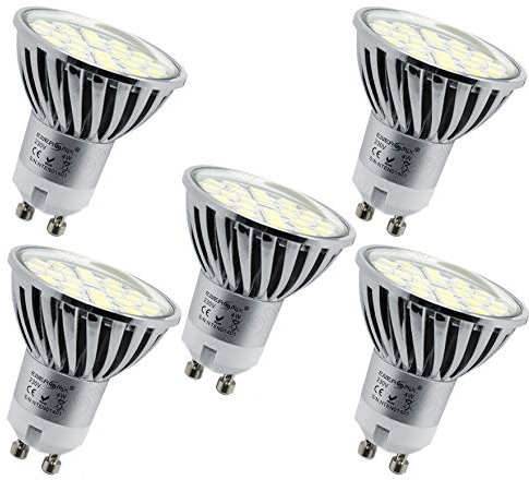 Energmix 5x GU10 LED Lampe 4W 400 lm - Warmwei LED Spot - Strahler - Leuchtmittel mit 5050 SMD LED 230 Volt 4 Watt (mit Schutzglas), 2064x5