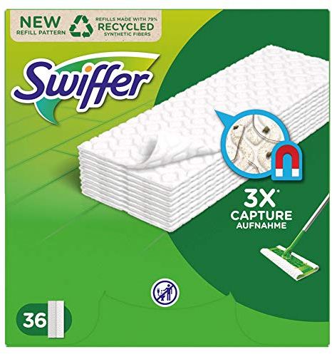 Swiffer Bodenwischer Boden Staubtücher Nachfüllpack 36 Tücher, nimmt 3x mehr Staub & Haare auf und schließt diese ein im Vgl. zu einem herkömmlicher Besen