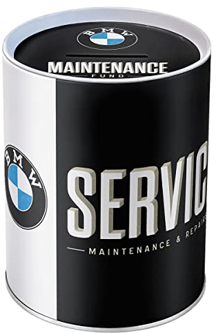 Nostalgic-Art Retro Spardose, 1 l, BMW – Service – Geschenk-Idee für BMW Accessoires Fans, Original Lizenzprodukt (OLP), Sparschwein aus Metall, Vintage Blech-Sparbüchse