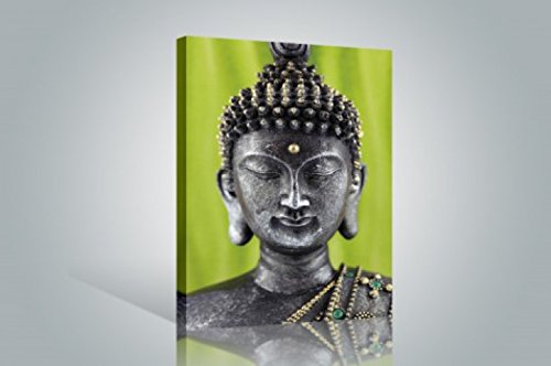1art1 Buddhismus Poster Buddha Statue, Grün Bilder Leinwand-Bild Auf Keilrahmen | XXL-Wandbild Poster Kunstdruck Als Leinwandbild 120x80 cm