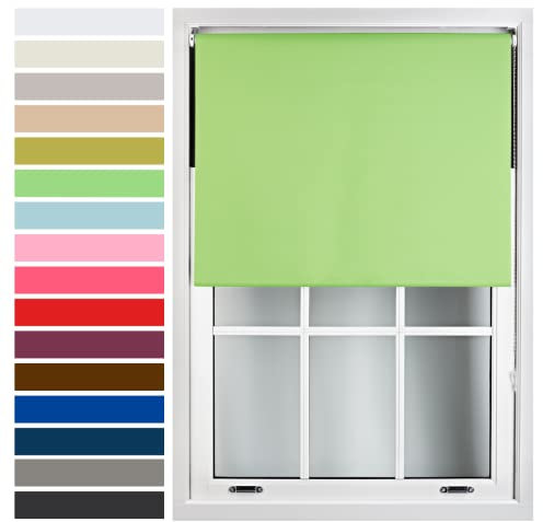FURNISHED Custom-Made Premium Roller Blinds - Blackout Window Blinds with Metal Fittings - Thermal Insulated and Energy-Efficient - Made to Measure Lime Green, 150W x 210H cm