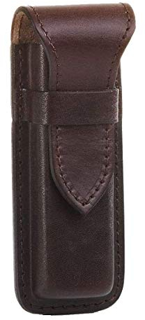 MIKA 28070902 - Stifteetui aus Echt Leder/Sattelleder, Stiftetui für 3 Stifte und Schreibgeräte Aller Art, für Kugelschreiber und Füller, Schreibgeräteetui in braun, Lederetui ca. 16 x 2 x 5,5 cm