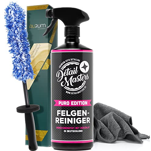 Felgenreinigungsset: Detailmasters Felgenreiniger 1L + Aurum ultraFlat Microfaser Felgenbürste + detailmate Mikrofasertuch 320GSM
