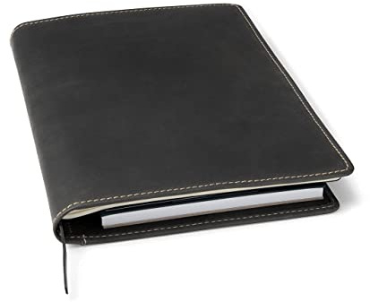 THEODORE Tagebucheinband aus echtem Leder für Tablet oder Handy - Mit Visitenkartenhalter, Stiftfächern und Platz für Moleskine Notebooks XL - Jetzt mit Zeitschriften