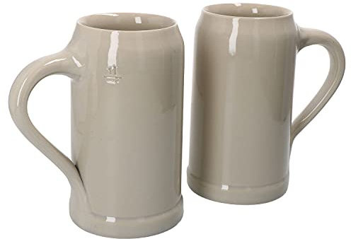 MamboCat Set di 2 brocche per panettieri con manico, 1 litro, in ceramica, 2 persone, boccale di birra, boccale di birra