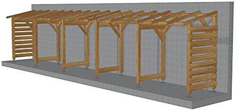 Abri de Jardin en Bois Massif de 10m, Non Couvert et sans Fond, Traitement Classe 3, Jardinatoire