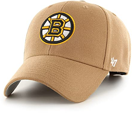 '47 NHL Boston Bruins MVP Unisex-Baseballkappe, Verstellbar, Hochwertiges Design und Verarbeitung, Bruins Badge Logo, Camel