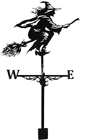 Yiida Hexe Und Drache Wetterhahn, Rostfreier Metall Hexe Windfahne Ornament Für Dach, Edelstahl Wetterfahne Langlebige, Retro Farm Szene, Garten Pfahl Wetterfahne Metalldekorationen