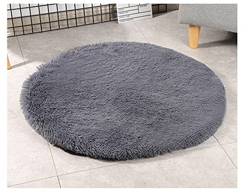 DAIHAN Weiche und Warme Flauschig Hundematten,Haustierdecken Katzenmatten Plüsch Runde Hundedecke Haustierdecke Katzendecke Kissenauflage Schlafmatte Haustiermatte für Kiste DunkelGrau 100cm