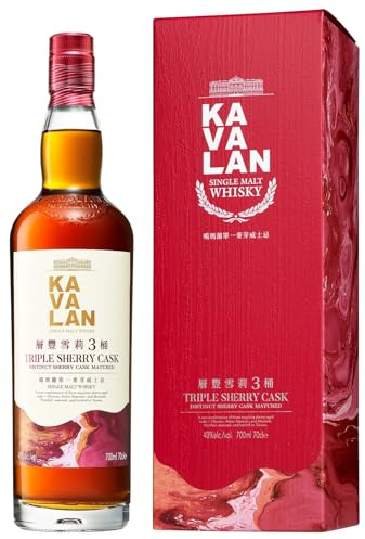 KAVALAN - Triple Sherry Cask - Single Malt Whisky - 40% Alcool - Origine : Taïwan/Yilan County - Notes de Caramel & Fruits Tropicaux - A déguster pur - 70 cl