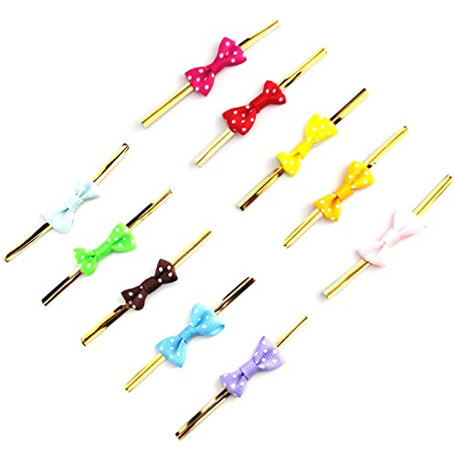 100 Stück 10 Farben Twist Krawatte mit Schleife 7,9 cm Mini-Verpackung Band Schleife für Cellophanbeutel, Leckereibeutel, Geschenkverpackung, Brot, Kekse, Süßigkeiten, Kuchentüten