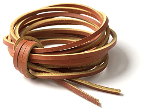 IPEA Äkta läder Square Snodd för tillbehör, Hantverk, Skor, Mode - Premium Läder Tillverkad i Italien - 3 m Längd - Snörning - 3 mm Beskuren läderband - Brandy färg, BSLACCIO-100