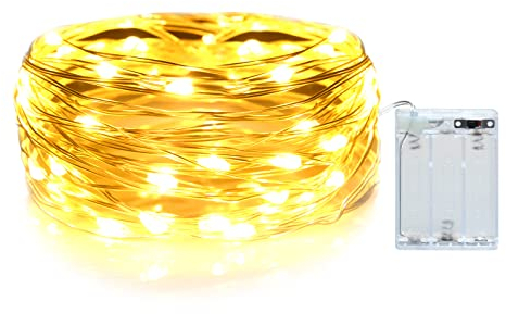 Gcstnn 30er LED Lichterkette, 3M/9,8Ft Micro LED mit Timer (6 Stunden AN | 18 Stunden AUS) wird mit Batterie betrieben für Zimmer,Terrasse,Halloween,Weihnachten,Innen/Außen Dekoration| warmweiß