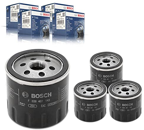 4x Original BOSCH F026407143 Ölfilter Kompatibel mit A1 1.0L 1.4L 2012-2018 A3 1.0L-1.5L 2012-2020 Q2 1.0L-1.5L 2016-Heute Arona 1.0L-1.6L 2017-Heute