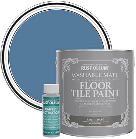 Rust-Oleum Blue Washable Matt Floor Tile Paint - Blue Silk 2.5L