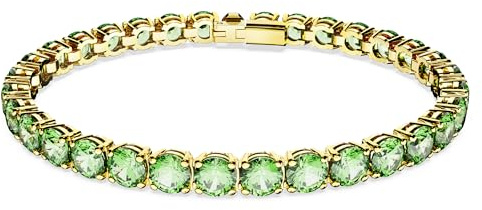 Swarovski Matrix Tennisarmband Gold aus Edelstahl mit Swarovski Zirkonia Kristallen in der Farbe Grün, Größe M, 5658849