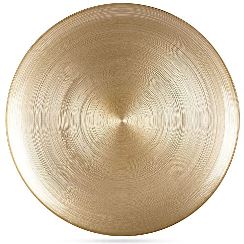 Vilde flacher Teller Speiseteller Teller Essteller flach groß Platte Servierplatte aus Glas Gold 32,5 cm