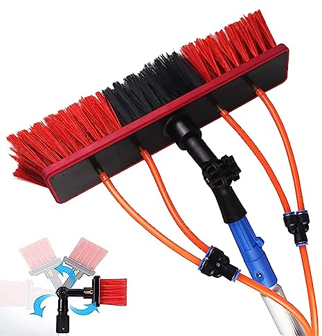 Witriolik 6m Wasserführende Teleskopstange für Photovoltaik, Solar, Fassaden, Fenster& Wintergartenreinigung,Mit 30cm Bürstenkopf Teleskopstiel mit Waschbürste für Sonnenkollektoren & Glasdach