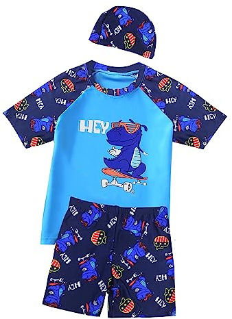 SWAUSWAUK Costume Bagno Bambino 2 ai 10 Anni - Protezione UV Maglietta Nuoto Bambino e Pantaloncini Bagno UPF 50+