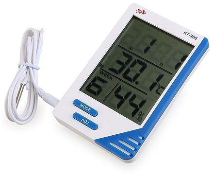 Happyyami Digitales Hygrometer-thermometer Mit Lcd-bildschirm Und Uhr Für Innenbereich Temperatur Und Feuchtigkeitsmessgerät