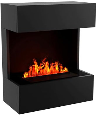 KAMINLICHT Glow FIRE FREYTAG - Cheminée électrique à vapeur d'eau avec flammes 3D réalistes LED - Effet crépitement et télécommande - 60 x 72 x 30 cm - Noir