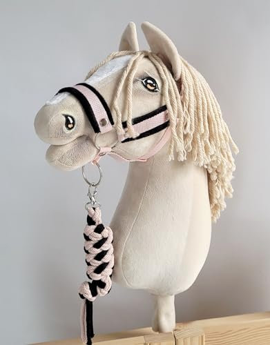 Super Hobby Horse Seilhalteleine für Steckenpferd – Schwarz und Puderrosa. Kein Pferd enthalten.