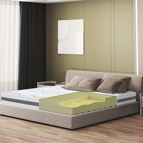 The White Stone Matratze 160 x 200 mit mittlerer Festigkeit | Höhe 20cm | Hypoallergener und atmungsaktiver Stoff | Orthopädische und selbstmodellierende Eigenschaften | Hergestellt in Italien