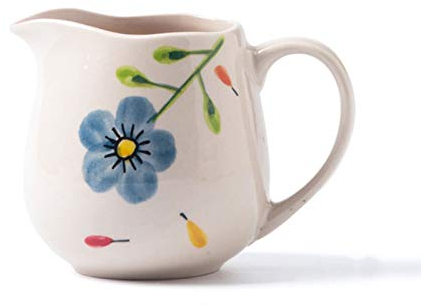 Small milk jug,Creamer Jug,Churn Jug,Nordic Hand-Painted Pattern Pointed Milk Jug Creative Coffee Pot with Handle Juice Jug Household Seasoning Jug Creamer Suitable for Any Place(Color:Green) (Color :