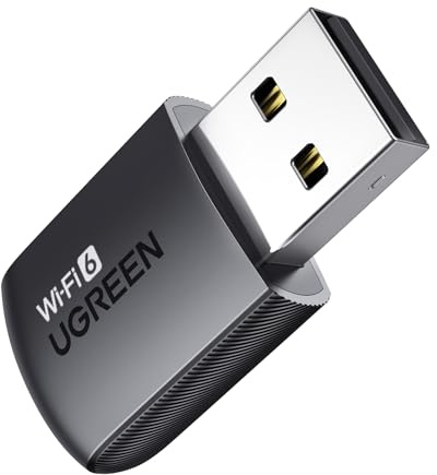 UGREEN WLAN Stick AX900 WiFi 6 WLAN Adapter PC Dual Band 2.4G/5.8GHz, Internet Stick med inbyggd drivrutin, WPA3-SAE-kryptering, kompatibel med Windows 11/10 och Linux.