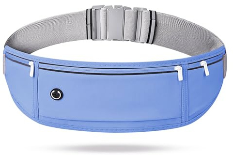 Lrikas Laufgürtel für Handy, Wasserdicht Lauftasche für Damen und Herren, Läufer-Hüfttasche mit 3 Taschen, Nicht Verschieben Handytasche Joggen zum Radfahren, Fitness, Spazierengehen (Blau)