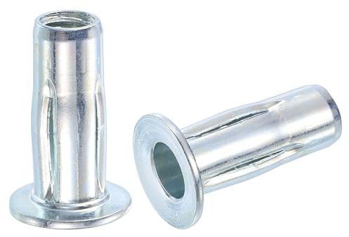 sourcing map M8 Multi-Grip Rivet Nuts, 30pcs Pre-Bulbed Shank Flat Head Threaded Insert Nut Carbon Steel Plus Nuts for Construction Industrial