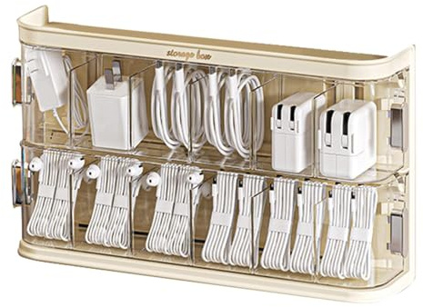 Jinyilwn Data Cable Drawer Organizer Box, Data Cable Box - Wall Mounted Multilayer Storage Box with Cables Multifunctional Removable Home Organizer for Storage