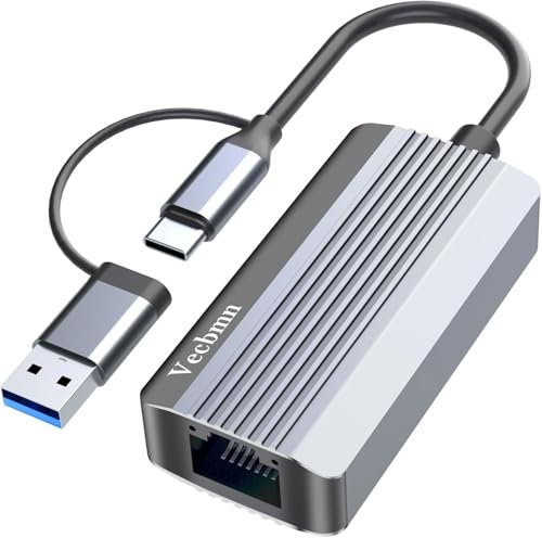 Adattatore da USB C a Ethernet 1000 Mbps, adattatore LAN USB 3.0, U-S-B a RJ45 Gigabit Ethernet LAN, compatibile con laptop, PC con Windows XP, Vista, Linux, Mac