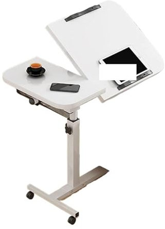 LFYDYKJ Betttisch Mit Rollen Laptop-Schreibtisch, drehbare Plattenstreifen, höhenverstellbar, faltbar, tragbar, Betttisch for Studenten, Überbetttisch mit Rollen FüR Wohnzimmer(White)