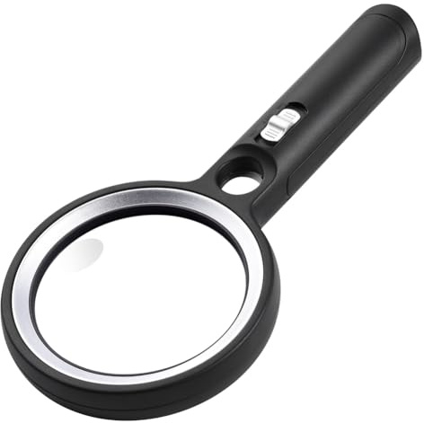 Jrifedptry Lente d'ingrandimento portatile con luce per lettura, lente d'ingrandimento grande illuminata 60X 45X 30X Lente d'ingrandimento da lettura 30 LED