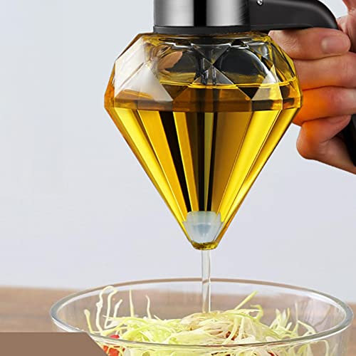 lyrlody Distributeur de Miel en Verre, Pichet Verseur D'huile de 200 Ml, Récipient à Sauce Portable Transparent avec Base de Rangement Polygonale, pour Cuisine pour Verser de L'huile