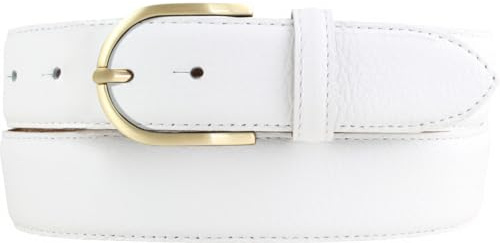 BELTINGER Italienischer Damen-Gürtel, 35 mm breit, Damen, Chinogürtel, Hosengürtel, strukturiertes Leder, Schließe Gold
