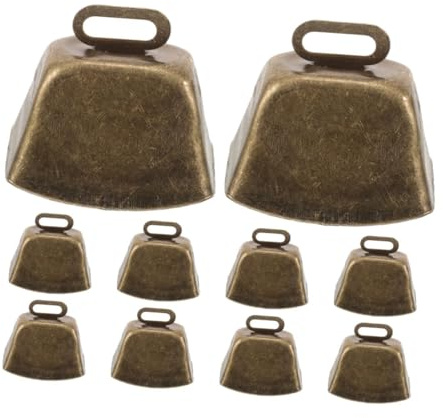 HIAKDOFT 10piezas Campanas Mini Vintage De Metal con Mango Campanas Ruidosas Medianas para Manualidades Pastoreo y Eventos Deportivos Cencerros Retro para Ovejas Caballos y Celebraciones Al