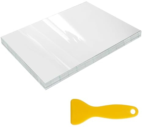KOAHDE Selbstklebend Kaltlaminiertaschen,Selbstklebende Kalt-Laminierfolien,PVC Transparente Schutzfolie,6 Zoll 50 Blätter (weiße Verpackung) + 9 * 3,5 * Gelb