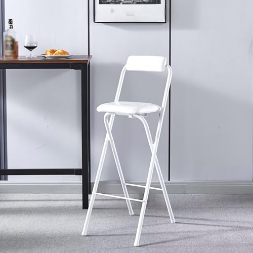 Sgabello da bar pieghevole da 60 cm, con schienale alto, sedia da colazione con poggiapiedi imbottito, sgabello per adulti, cucina e sala da pranzo