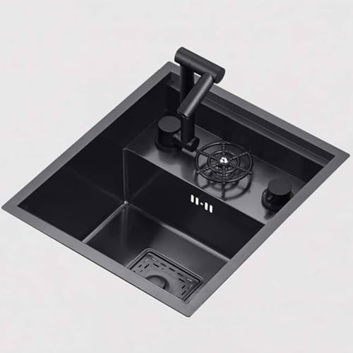 XJTNLB Waschbecken Schwarz Küche 1 Becken Spülbecken Rechteckig Klein Einbauwaschbecken Edelstahl