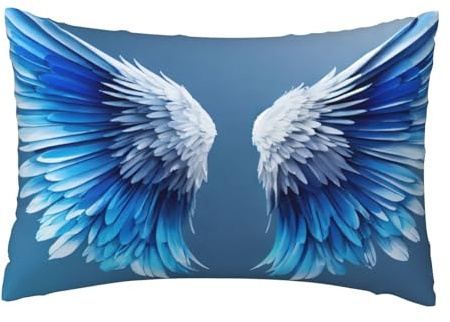 Hidden Zipper Rectangular Angel Wing Print Throw Cushion Cover,Comfortable Breathable Pillowcase