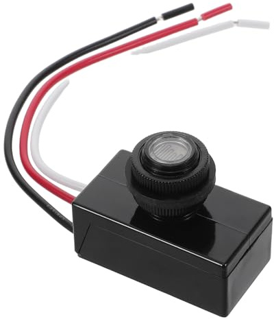 KOMBIUDA Interruttore Fotoelettrico a Continua 12V-48V per Illuminazione Esterna Rilevatore di Luce Crepuscolare per Controllo Automatico Lampioni da Giardino e Stradali Mini
